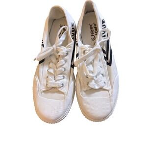 Feiyue White Black Canvas Shoes Sz 9.5/10 Karate Sporty  Athletic Competition